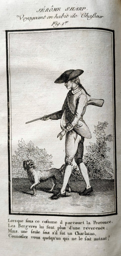 Jérôme Sharp Henri Decremps : Jérôme Sharp voyageant en habit de chasseur