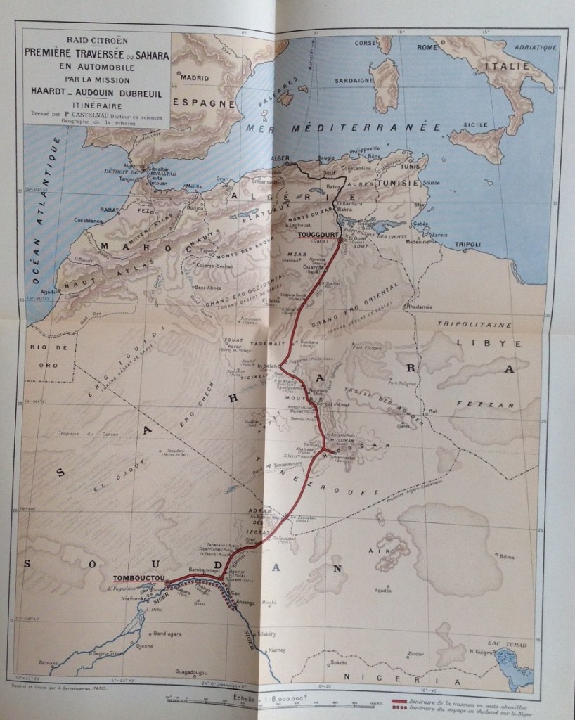 Raid Citroën traversée Sahara : en automobile carte de la traversée