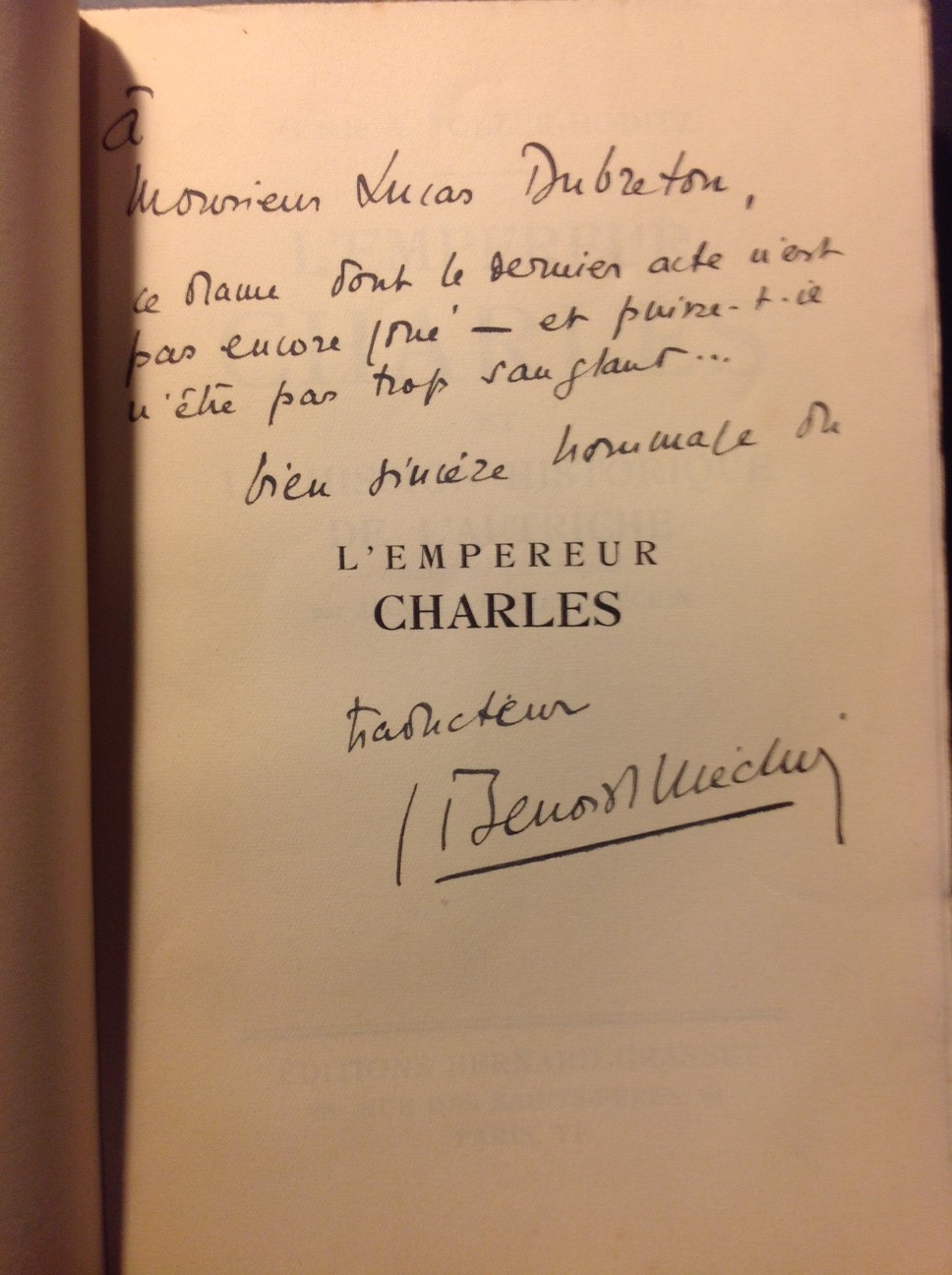 Traduction et dédicace de Jacques Benoist-Méchin