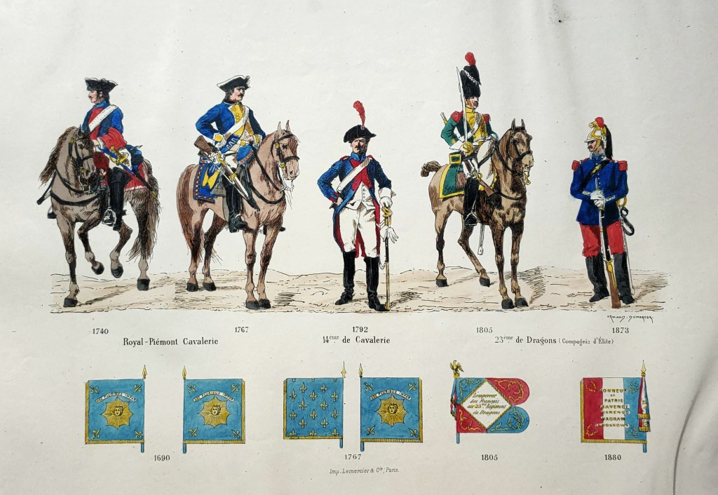 Cavalerie Française Chasseurs à Cheval : 66 lithographies rehaussées d'Armand-Dumaresq, imprimerie Lemercier