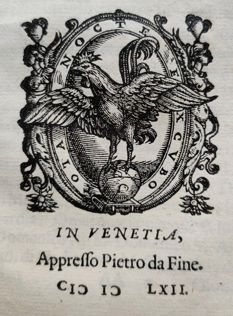 Imprimeur vénitien Pietro da Fino : Devise "Tota nocte excubo" - "Je veille toute la nuit."