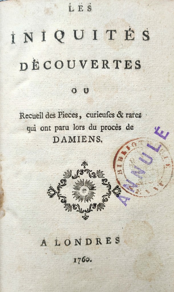 Procès Damiens 1757 régicide