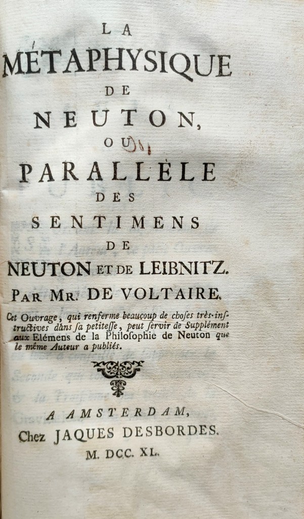 Voltaire La métaphysique de Neuton 1740