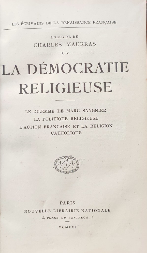 Charles Maurras religion catholique