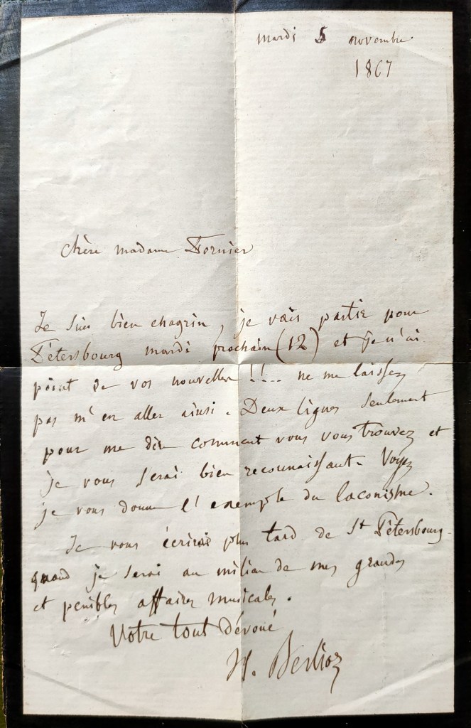 Berlioz lettre Estelle Fornier