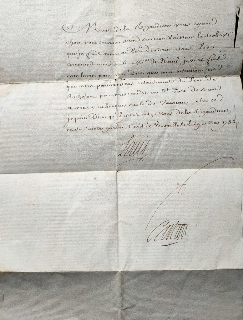Autographe Louis XVI marquis de Castries