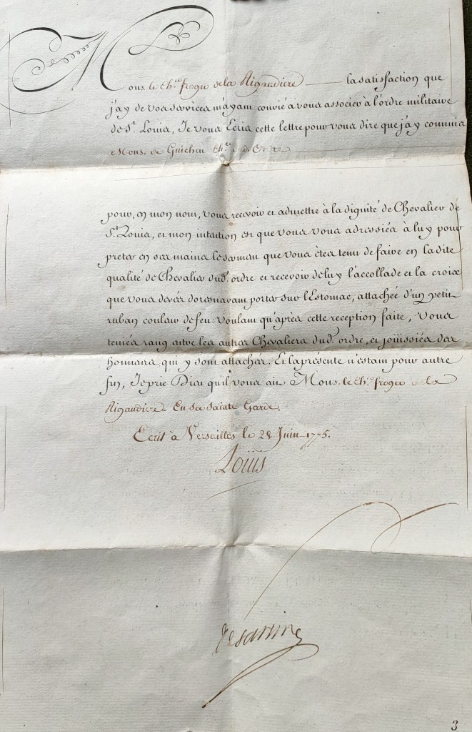 Autographe Louis XVI de Sartine ministre de la Marine