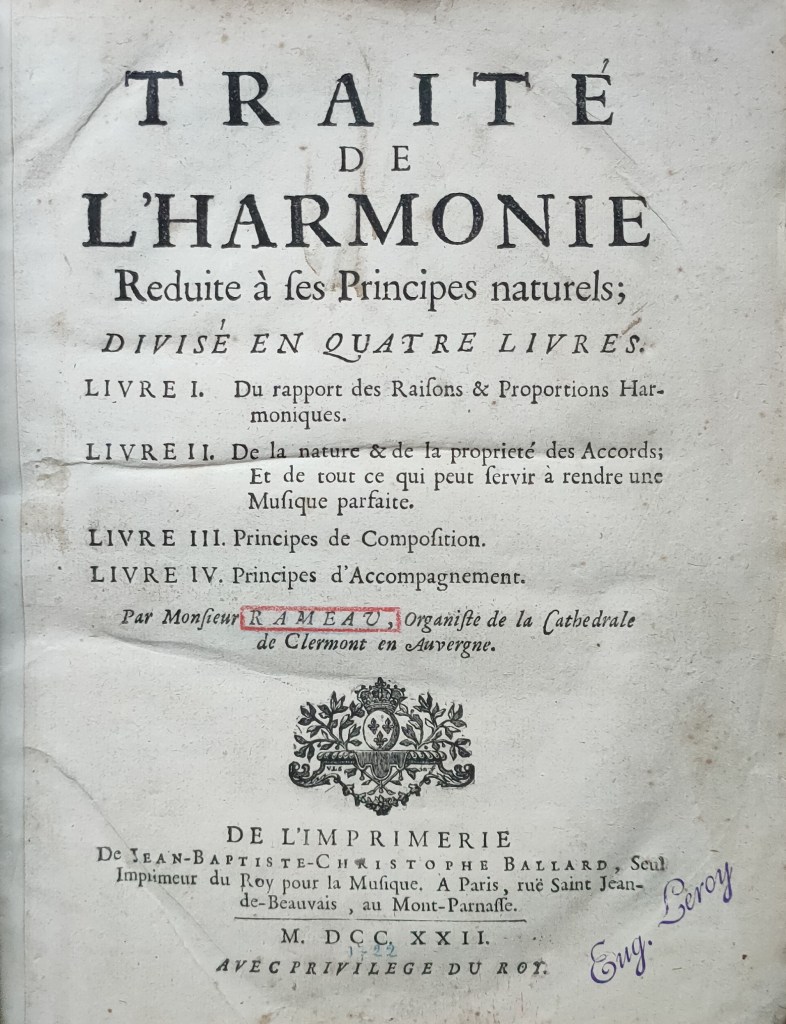 Rameau traité de l'harmonie 1722