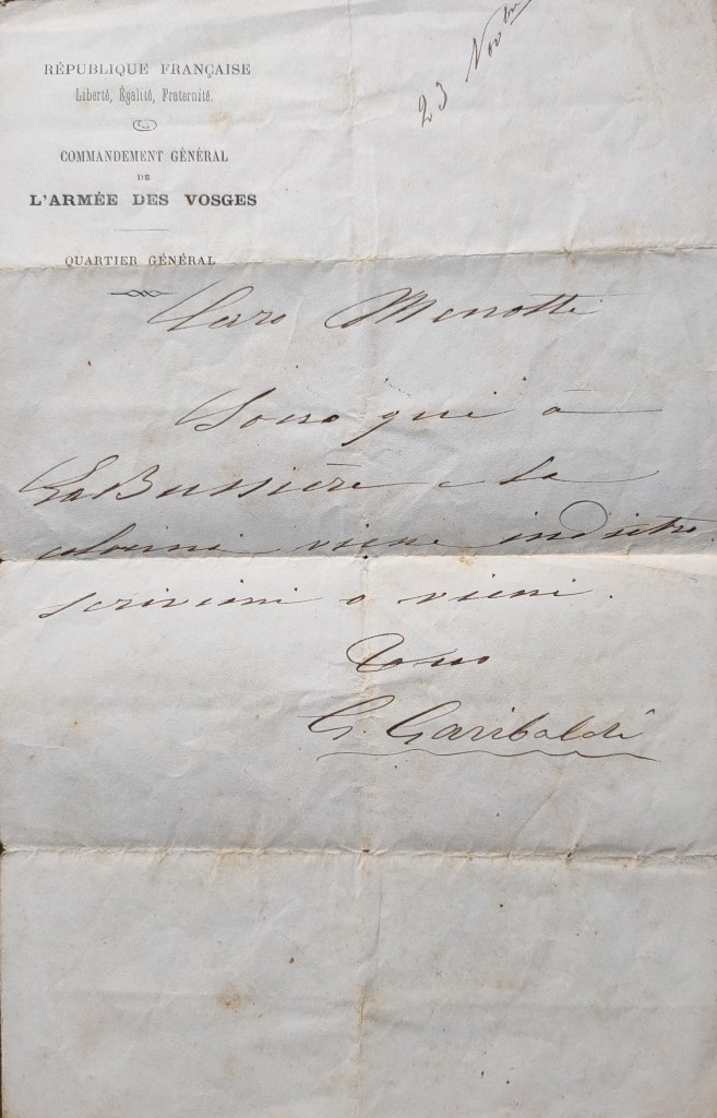 Garibaldi général de l'armée des Vosges 1870 Menotti Garibaldi