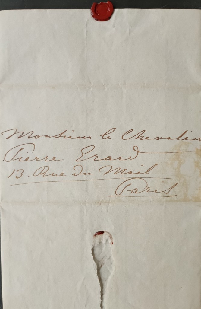 Sigismund Thalberg Pierre Erard : lettre du pianiste autrichien à Pierre Erard