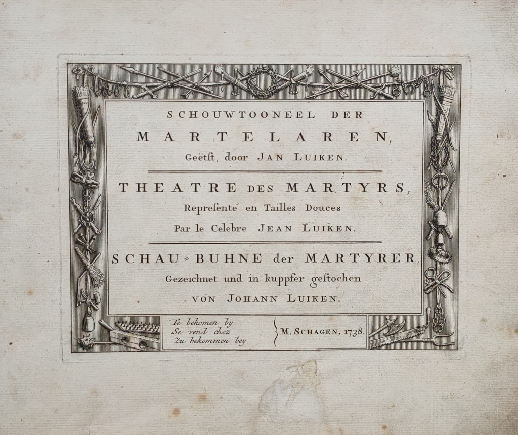 Jan Luyken Théâtre Martyrs : page de titre