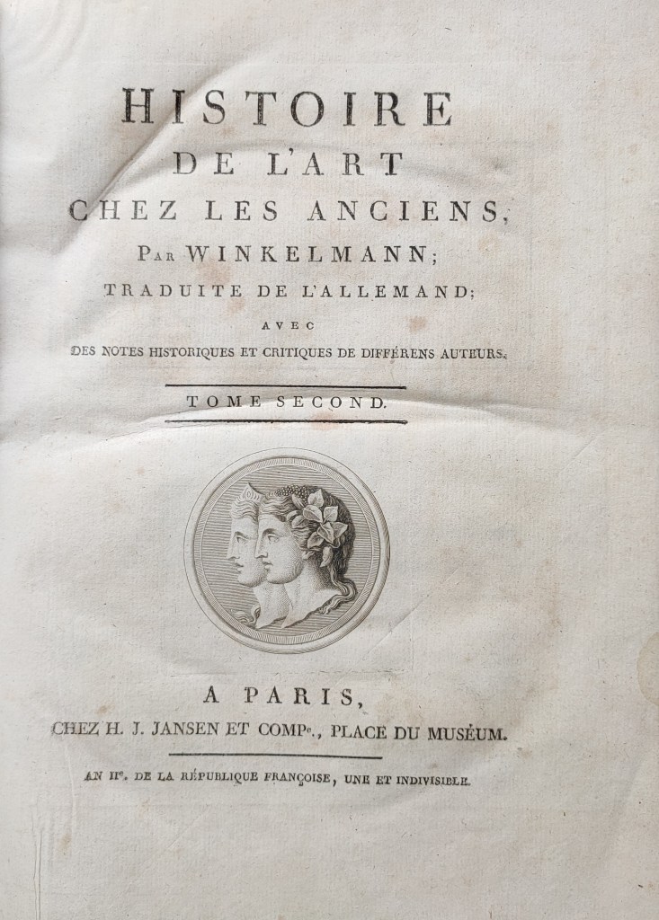 Winckelmann histoire de l'art chez les anciens