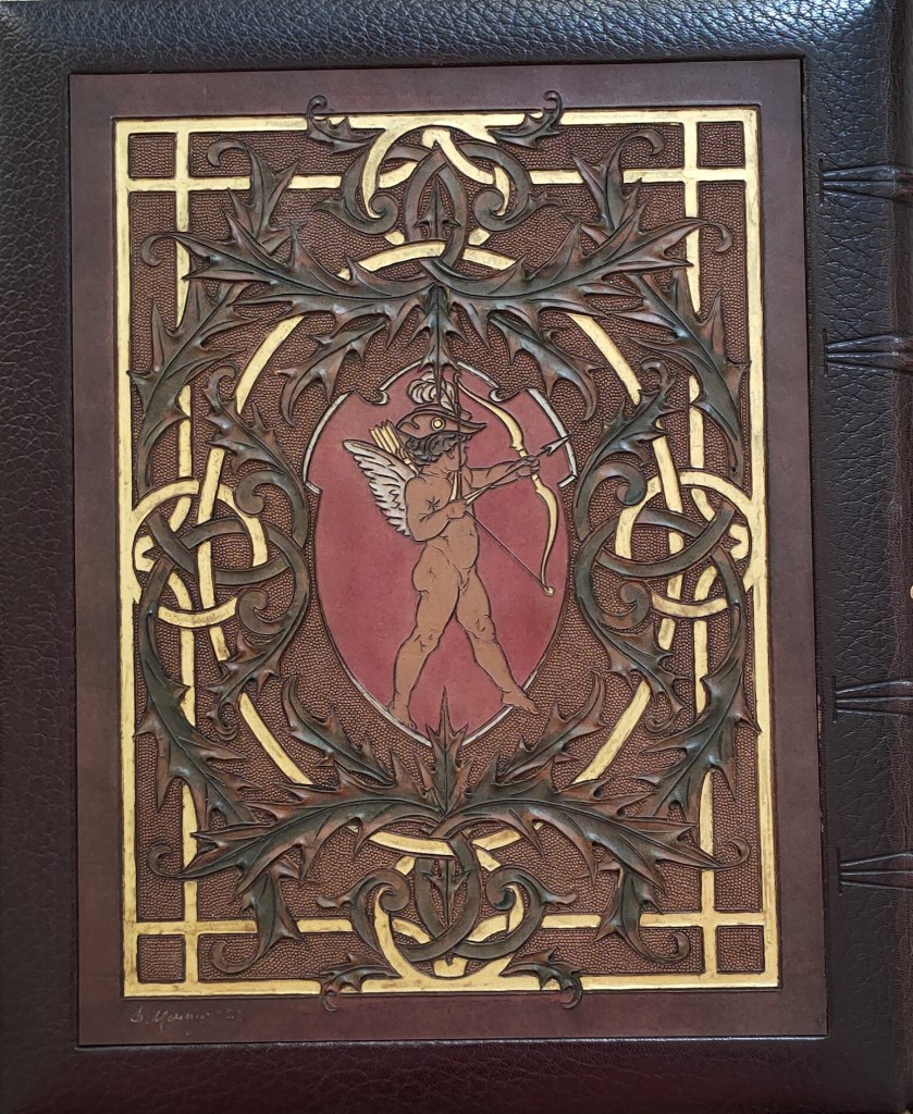 Reliure de Charles Meunier : une reliure mosaïquée de maroquin aux cuirs incisés