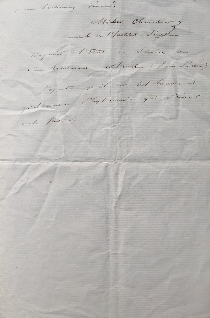 Michel Chevalier Second Empire : signature du ministre de Napoléon III