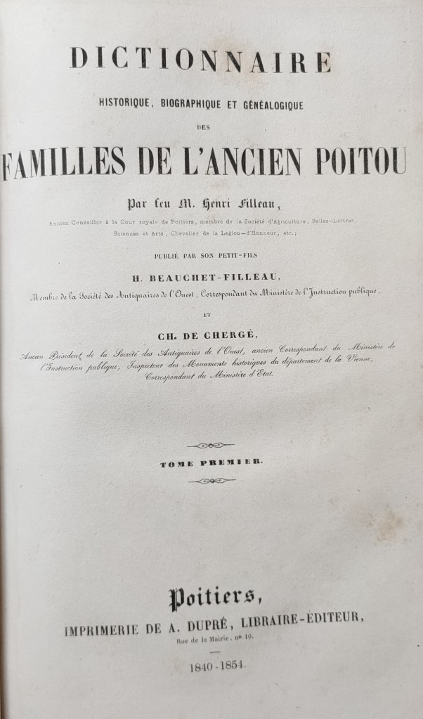 Beauchet-Filleau dictionnaire Poitou