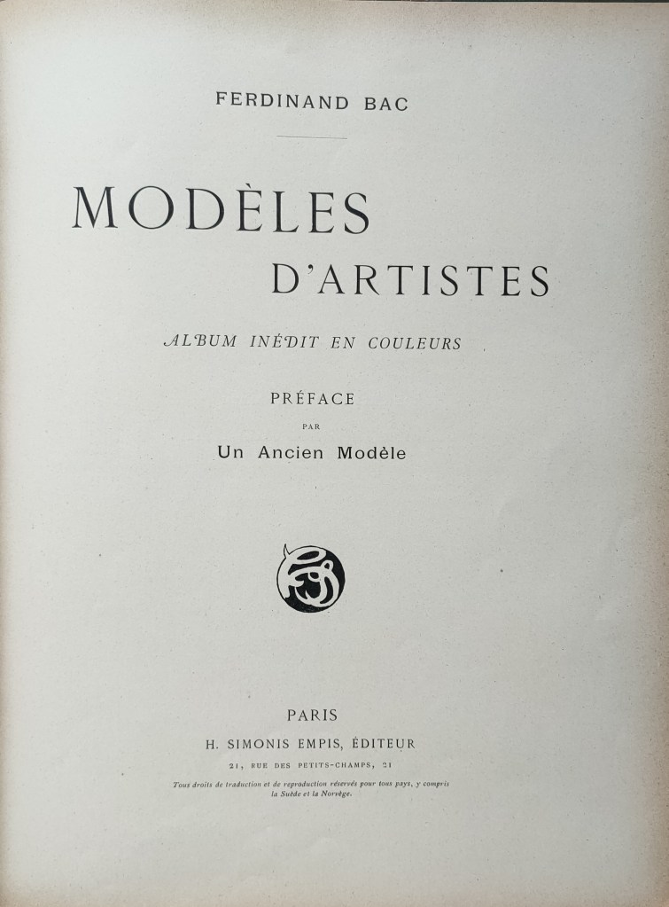 Ferdinand Bac illustrateur album : Modèles d'artistes page de titre de l'album