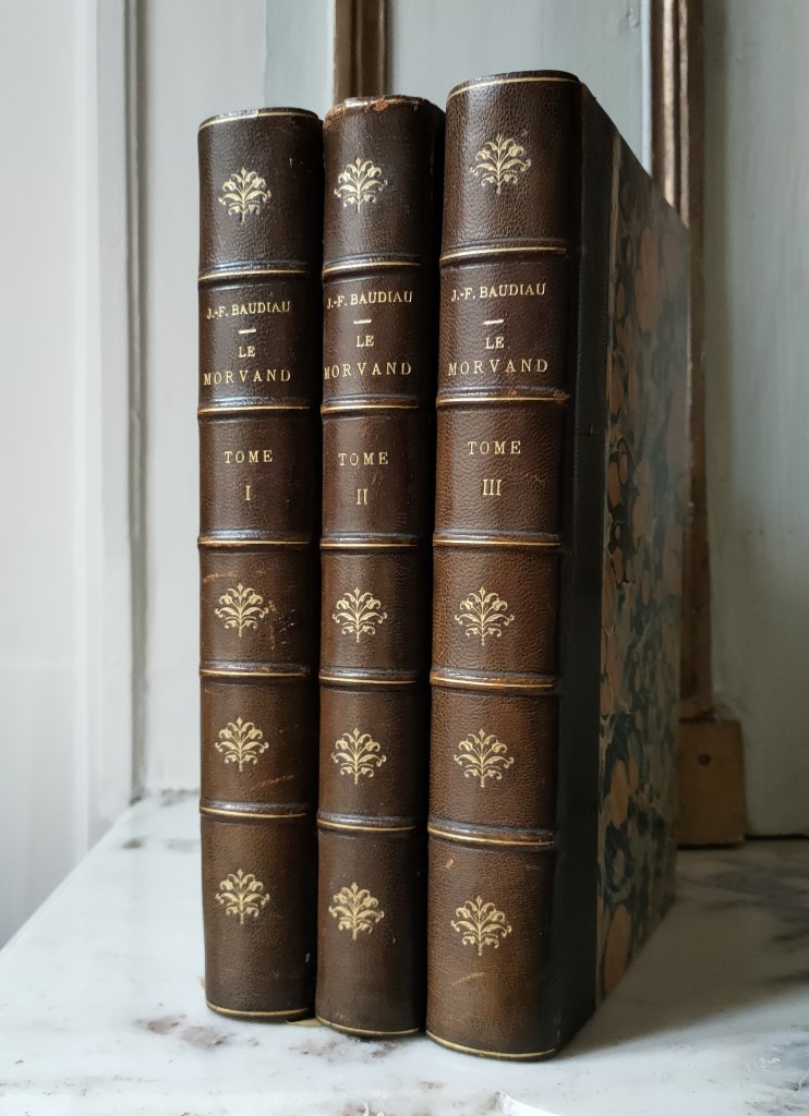 Abbé Baudiau le Morvand : trois volumes reliés demi-chagrin publiés à Nevers en 1865