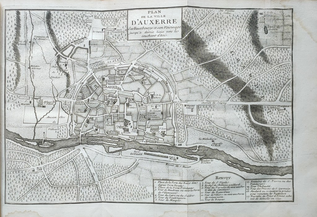 Abbé Lebeuf Mémoires Auxerre : Plan de la ville d'Auxerre