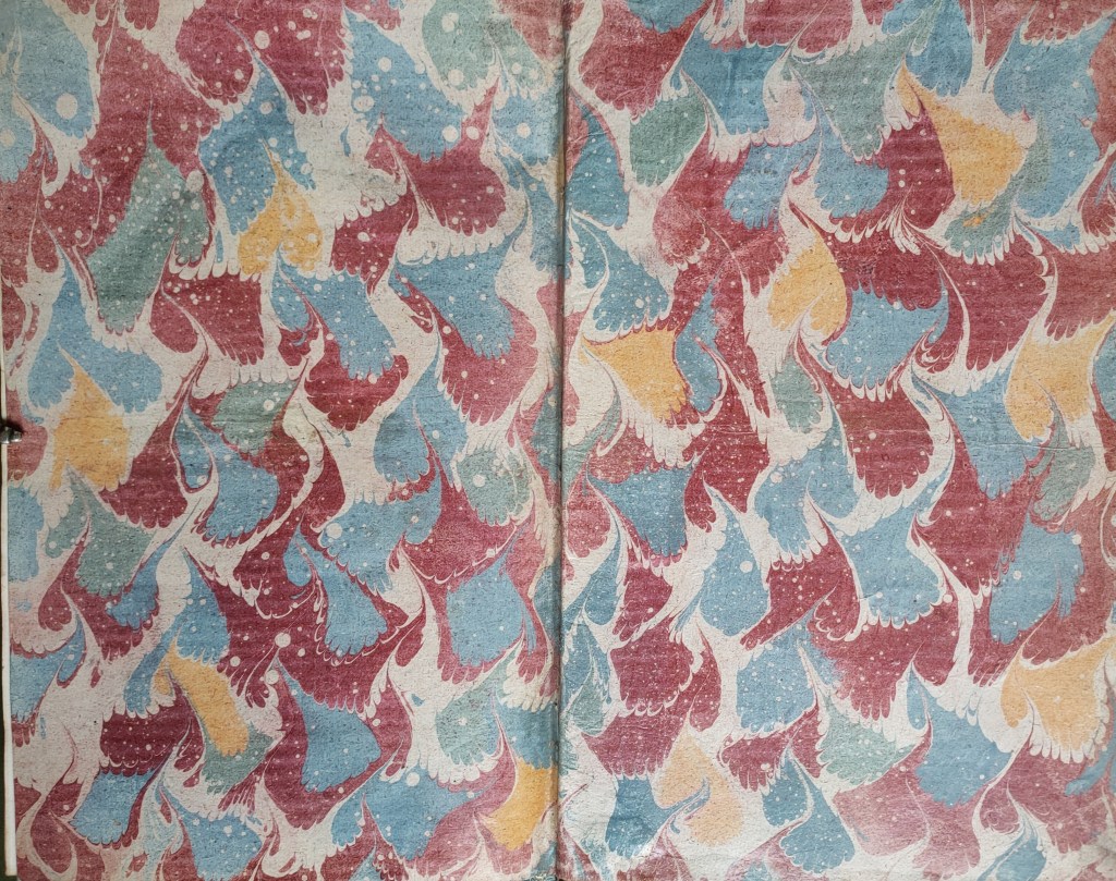 Grand Dictionnaire Historique Moréri : gardes recouvertes de papier marbré peigné