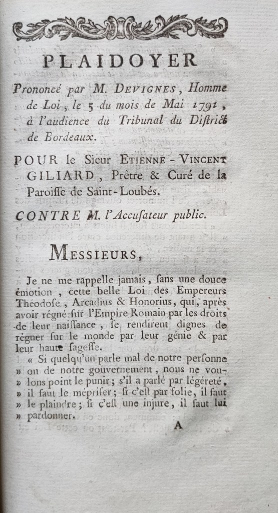 Constitution civile du clergé Bordeaux : plaidoyer pour la paroisse de Saint-Loubès