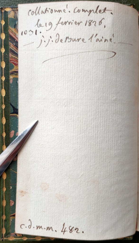 Montesquieu Arsace et Isménie 1783 : annotations de Jean-Jacques Debure le fils de Guillaume Debure