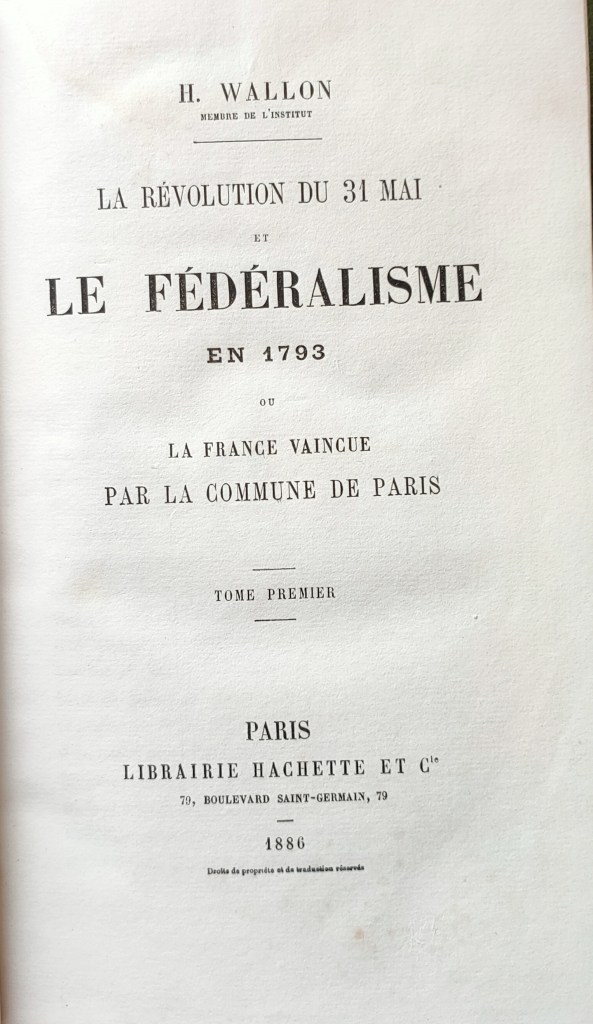 Henri Wallon Terreur révolutionnaire : la Révolution du 31 mai, page de titre