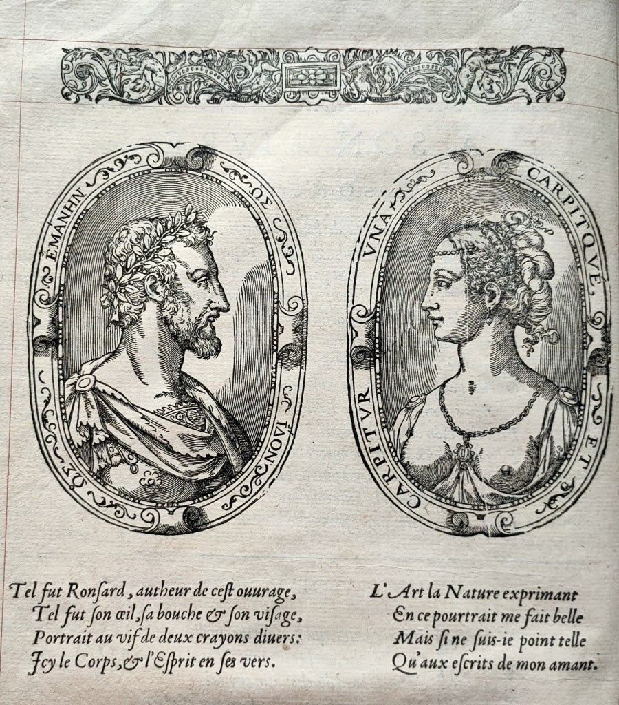 Ronsard Œuvres édition originale 1609 : portraits de Ronsard et de Cassandre